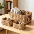 thumbnail image 6 of Beautynvta 3 Pcs Woven Rattan Basket, Paper Rope Storage Basket Container for Organizing, Decorative Basket for Home Bathroom Bedroom Kitchen Office, 6 of 6