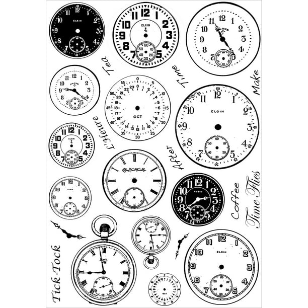 Crafty Individuals Non Monté Tampon en Caoutchouc 4.75 "X7" Pkg-Tick Tock Horloge Visages