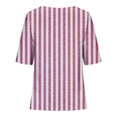 thumbnail image 4 of ameIAEA Women Short Sleeve Striped Shirts Round Neck Loose Tunic Tops Summer Button Blouses, 4 of 5