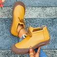 thumbnail image 6 of Women's Ankle Boots Lace Up Leather Booties Round Toe Platform Flat Bottom Outdoor Casual Short Boots, 6 of 9