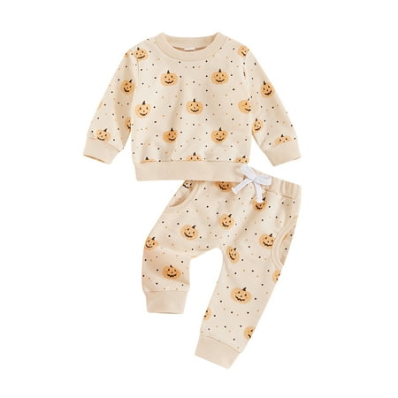 

ZIYIXIN Halloween Baby Girl Boy Clothes Pumpkin Long Sleeve Sweatshirt Pants Set Infant Toddler Fall Winter Outfit 0-3T