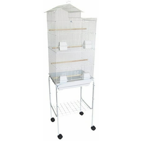 UPC: 0833775005129 | Ymlgroup 6894 3 by 8  Bar Spacing Tall Villa Top Small Bird Cage with Stand – 18 x14  in White
