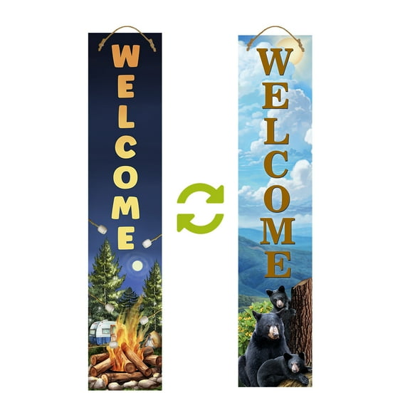 Briarwood Lane Happy Camper Welcome Pine Reversible Porch Leaner