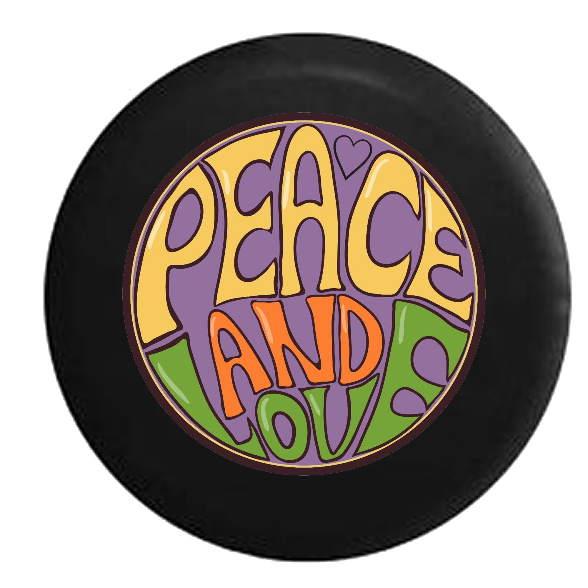 Peace and Love Heart Hippie Bus Spare Tire Cover for Jeep RV 31 Inch 