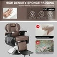 thumbnail image 4 of Barber Chair Hydraulic Reclining Salon Chair Styling Chair Hair Chair 360 Degrees Rolling Swivel Barber Chairs for Barbershop Hair Salon Spa Equipment Brown, 4 of 9