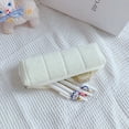 thumbnail image 2 of Small Plush Pouch Travel Makeup Pouch Heavy Duty Aesthetic Case Cute Cosmetic Bag Organizer Trendy Office Storage Bags Mini Zipper Toiletry Pouches for Women Men Adult (White) 7.85x2.16x1.96", 2 of 7