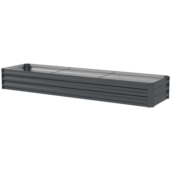 8x2x1ft Galvanized Raised Garden Bed Kit with Safety Edging for Flowers, Herbs and Vegetables, Dark Gray