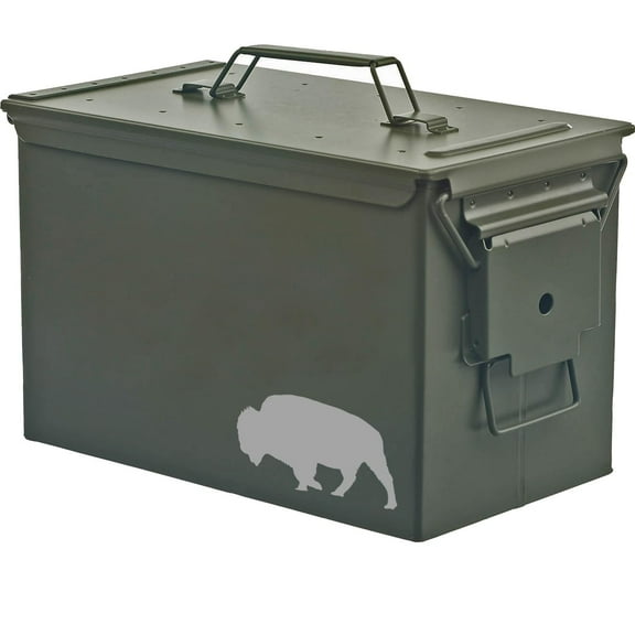 Steel Ammo Can Storage Box Ammunition Case Buffalo (50cal, Green)