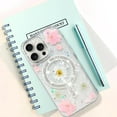 thumbnail image 6 of for iPhone 12 Pro Max Case, Pink Floral Flowers Pattern Diamond Magnetic Support for MagSafe Shockproof Case, Crystal and Clear Phone Case, 6 of 12