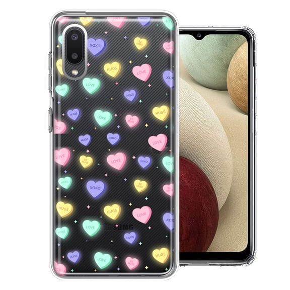 MUNDAZE For Samsung Galaxy A02 Valentine's Day Heart Candies Polkadots Design Double Layer Phone Case Cover