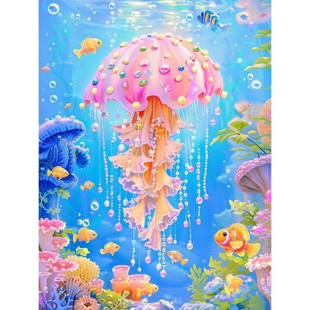 5D DIY Taladro Diamante Pintura Medusas Kit Del Arte 30x40cm