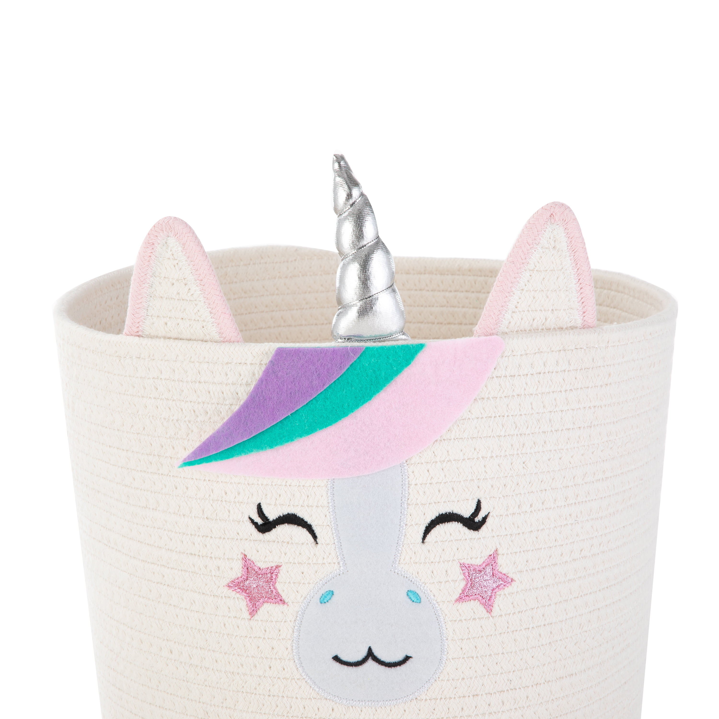 Your Zone Kids Unicorn Cotton Rope Round Storage Bin, 12 in x 12 in x 10 in