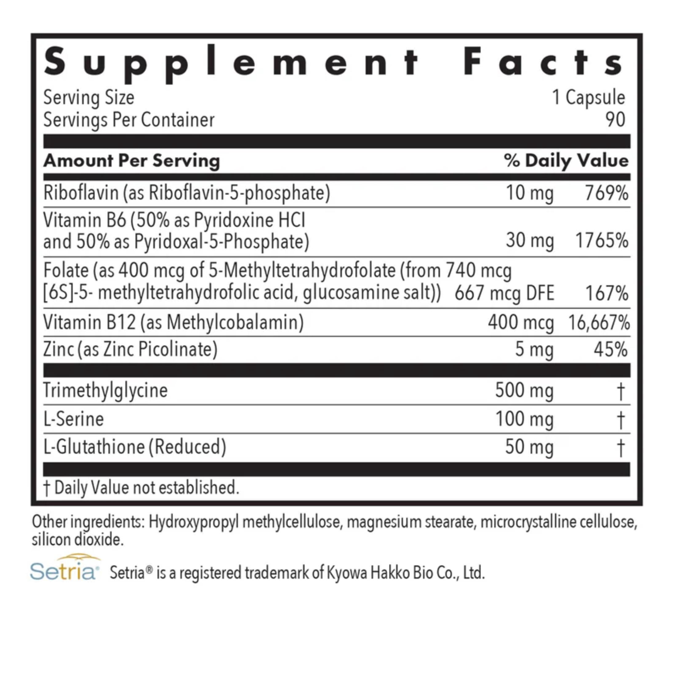 ARG Homocysteine Plus - Methylated B Vitamin Complex with Glutathione - Methylation & Cardiovascular Support - Hypoallergenic - 90 Servings - 90 Capsules