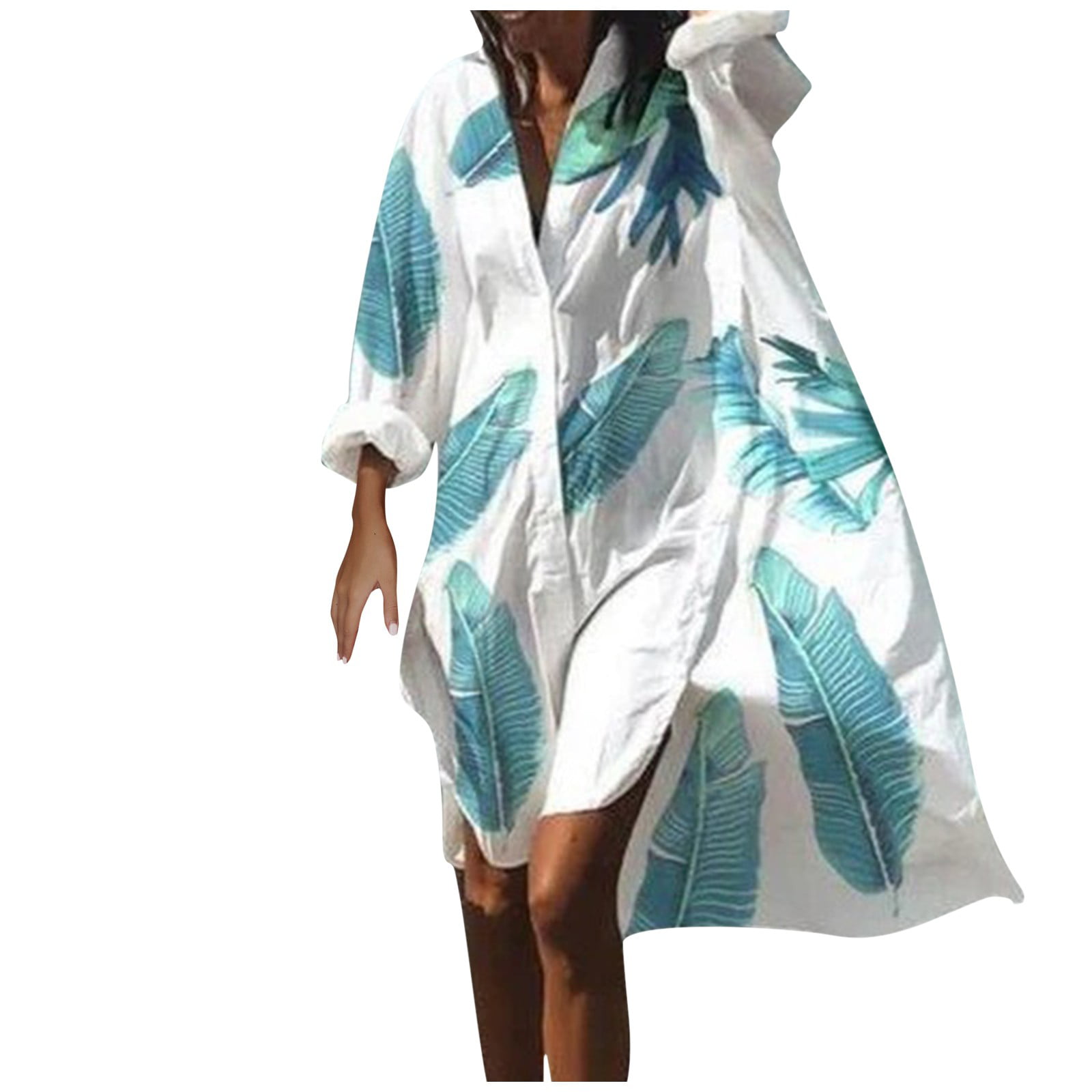 ELFINDEA Dress Women Summer Bohemian Dress Casual Print Shirt Dress For ...
