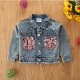 thumbnail image 4 of MXIEZI 1-6 Years Girls Jean Jacket Coats for Kids Baby Spring Fall Long Sleeve Girls Cowboy Outerwear Baby Small Sequins Girls' Denim Jackets, 4 of 9
