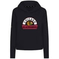 thumbnail image 2 of Women's Levelwear  Black Chicago Blackhawks Sweet Banner Arch Tri-Blend Cropped Pullover Hoodie, 2 of 3