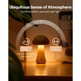 thumbnail image 5 of Small Wood Mushroom Lamp, LED Cordless Bedside Touch Lamp, Portable Dimmable Battery Mushroom Lamp for Bedroom Nightstand, 5 of 14