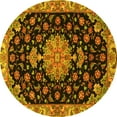 thumbnail image 1 of Ahgly Company Machine Washable Indoor Round Medallion Yellow Traditional Area Rugs, 4' Round, 1 of 4