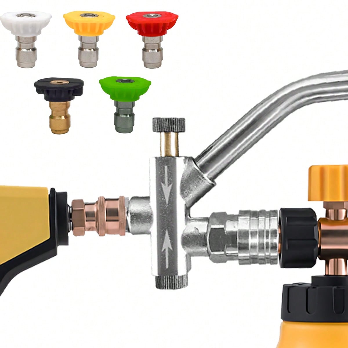 Foam Cannon Dual-Connector Accessory, Pressure Washer Double Tip Attachment for Foam Cannon, Pressure Washer Accessories with 1/4" Quick Connect for Car Wash, 5 Pressure Washer Sprayer Nozzles