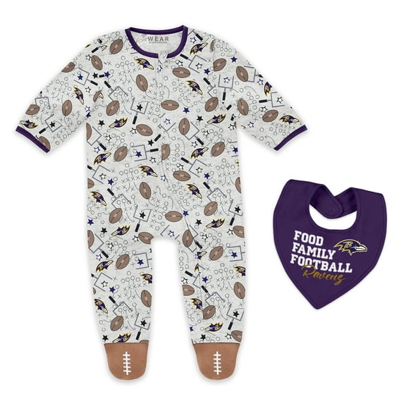 Infant & Newborn WEAR by Erin Andrews Baltimore Ravens Sleep and Play Full-Zip Sleeper & Bib Set