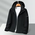 thumbnail image 2 of Windbreaker Jacket Men's Zip Front Windbreaker Jacket Solid Color Outdoors Mountaineering Wearproof Warm Zipper Multi-pocket Coat Long Sleeve Jacket Black L, 2 of 3