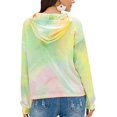 thumbnail image 4 of Sudadera con capucha y manga larga con efecto tie dye de color verde y morado, talla M, para mujer, 4 of 6