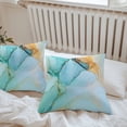 thumbnail image 5 of Abstract Teal Outdoor Pillow Covers Pack of 2 Green Gold Marble Natural Stone Cracks Modern Waterproof Throw Pillow Covers Decorative Cushion Cases for Patio Garden Tent Balcony Couch 26x26 inch, 5 of 8