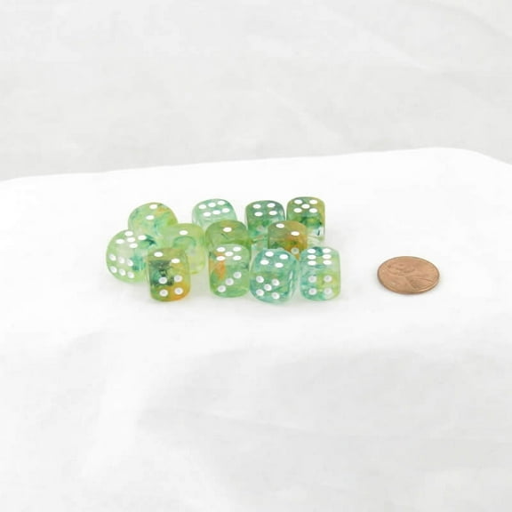 Spring Nebula Luminary Dice with White Pips 12mm (1/2in) D6 Set of 12 Wondertrail