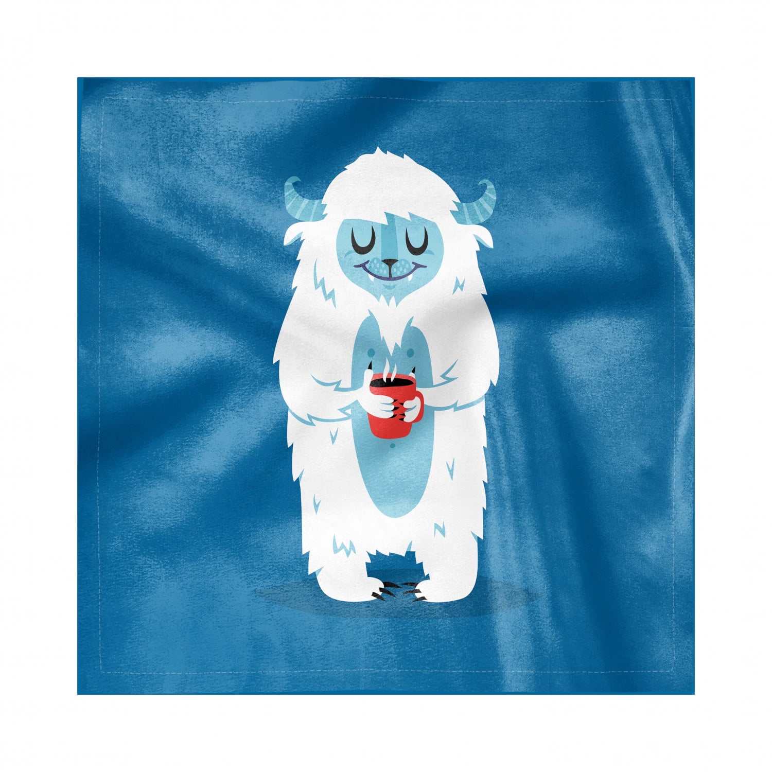 Bigfoot Decorative Napkins Set of 4, Yeti Monster Holding a Cup of ...