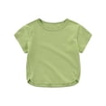 thumbnail image 3 of Aihuaihua Toddler Shirts Girls 4t Cotton Soft Crew Neck Short Sleeve Tshirt Basic Tops Casual Tees for Summer Green 6-7 Years, 3 of 7