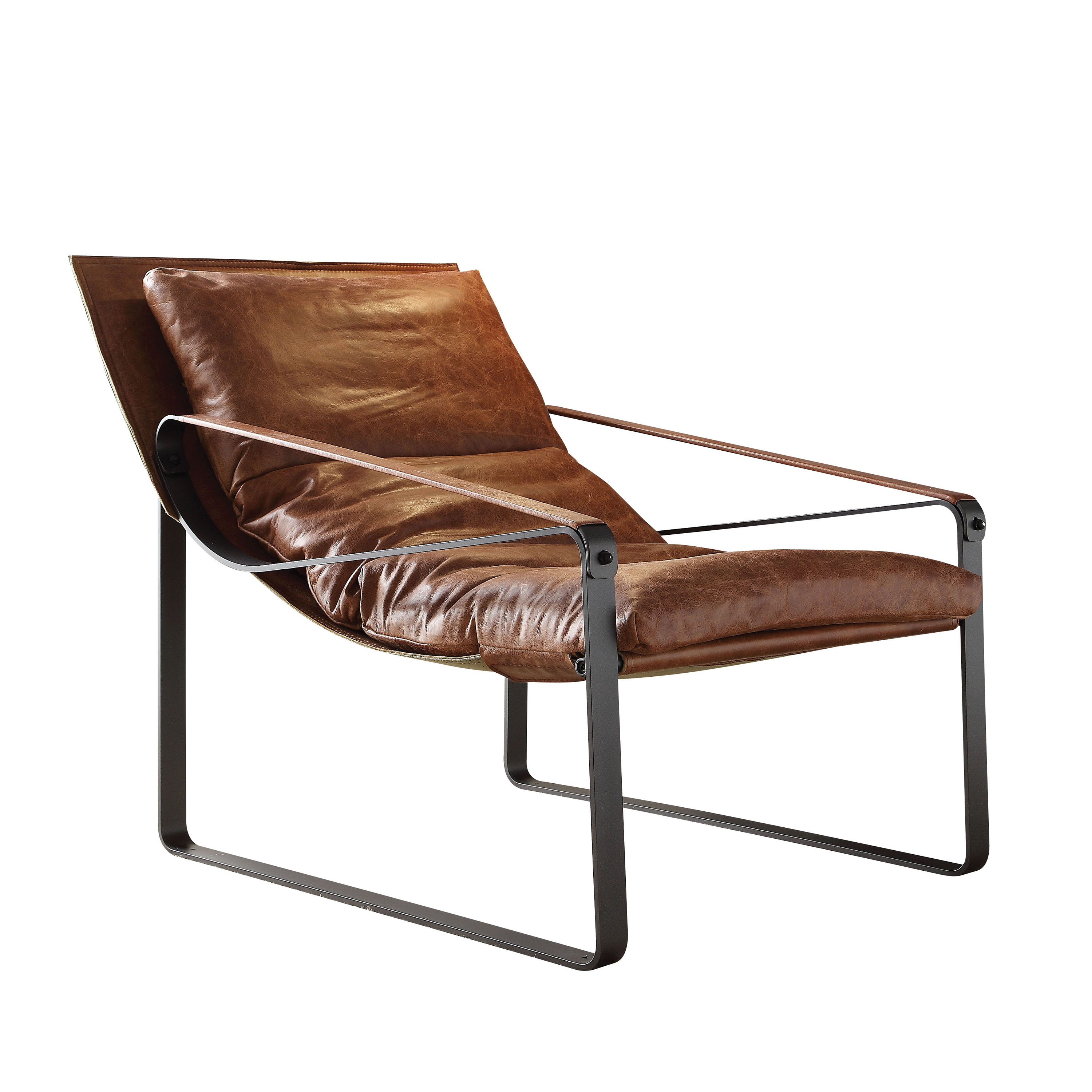 ACME Quoba Accent Chair, Cocoa Top Grain Leather-Color:Cocoa TGL