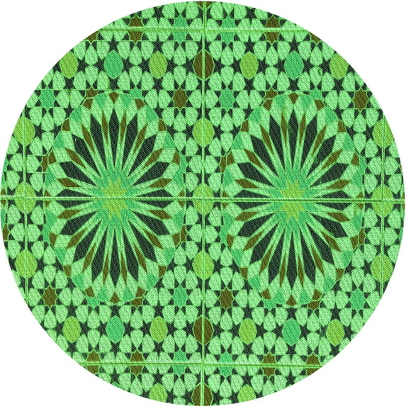 Ahgly Company Machine Washable Indoor Round Transitional Forest Green Area Rugs, 5' Round
