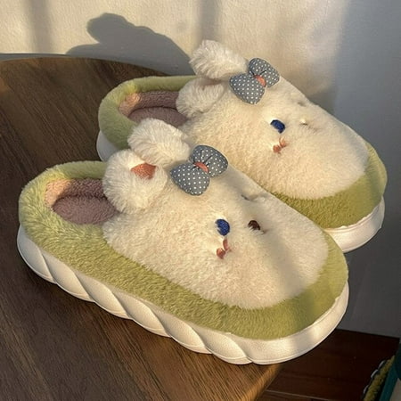 

CoCopeaunt New Cotton Slippers Women Autumn and Winter Thick Bottom Soft and Cute Home Indoor Plush Cotton Mop Warm Home Room Slippers