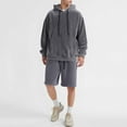 thumbnail image 1 of Yaoyar Men's Tracksuit 2 Piece Hooded Athletic Sweatsuit Long Sleeve Drawstring Shorts Pants Casual Sports Hoodie Shorts Set, 1 of 9