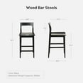 thumbnail image 6 of EYYTHUNG Farmhouse Wooden Bar Stools Set of 3, Mid Century Modern Counter Height Stools with Solid Wood Legs & Back, 25" Armless Barstools Chairs, Black, 6 of 7