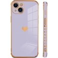 thumbnail image 4 of Compatible with iPhone 13 Case Love Heart Plating Electroplate Luxury Elegant Case Camera Protector Soft TPU Shockproof Protective Corner Back Cover iPhone 13 Case -Purple, 4 of 10