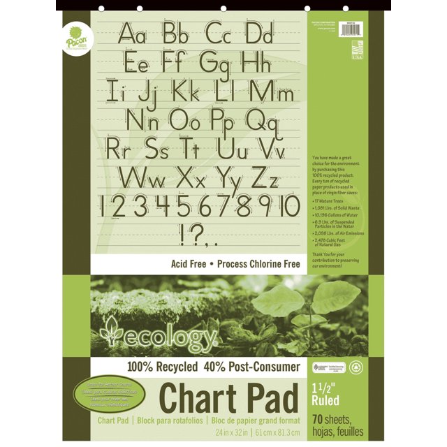 Pacon Couverture de Manuscrit Écologie Bloc-Notes Recyclé, 32 Pouces x 24 Pouces, 70 Feuilles, 1-1/2 Po