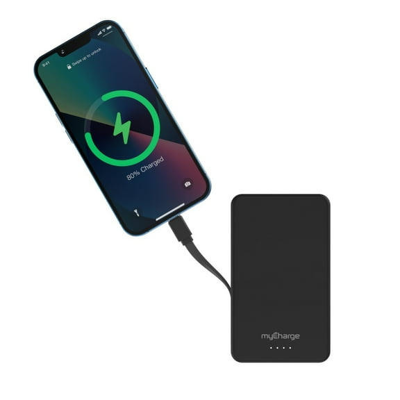 Mycharge AM20K-8 Amp Max 20k Black W/ Built In Usb Cable