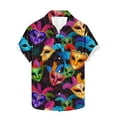 thumbnail image 4 of Mens Mardi Gras Shirt Plus Size Short Sleeve Button Down Hawaiian Shirts Carnival Turndown Collar Summer Tops Beach Vacation Holiday, 4 of 5