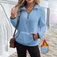 thumbnail image 6 of KICILVS Womens Fleece Half Zip Pullover with Front Kangaroo Pocket Cozy Warm Winter Casual Daily Loungewear Tops, 6 of 7