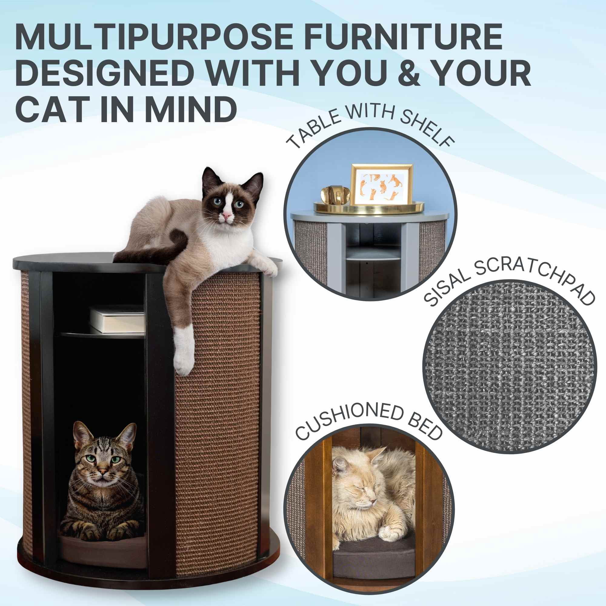 The Refined Feline, Purrrrfect End Table, Smoke