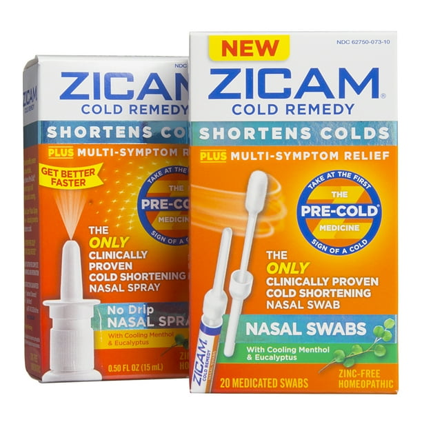 2 Pack Zicam Cold Remedy Nasal Spray Bottle & Swabs MultiSymptom Sinus