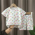 thumbnail image 3 of Toddler Baby Girls Cute Outfits Two Piece Summer Clothes Set Size 3t Cute Crew Neck T-Shirts Shorts Lounge Wear White, 5T, 3 of 4