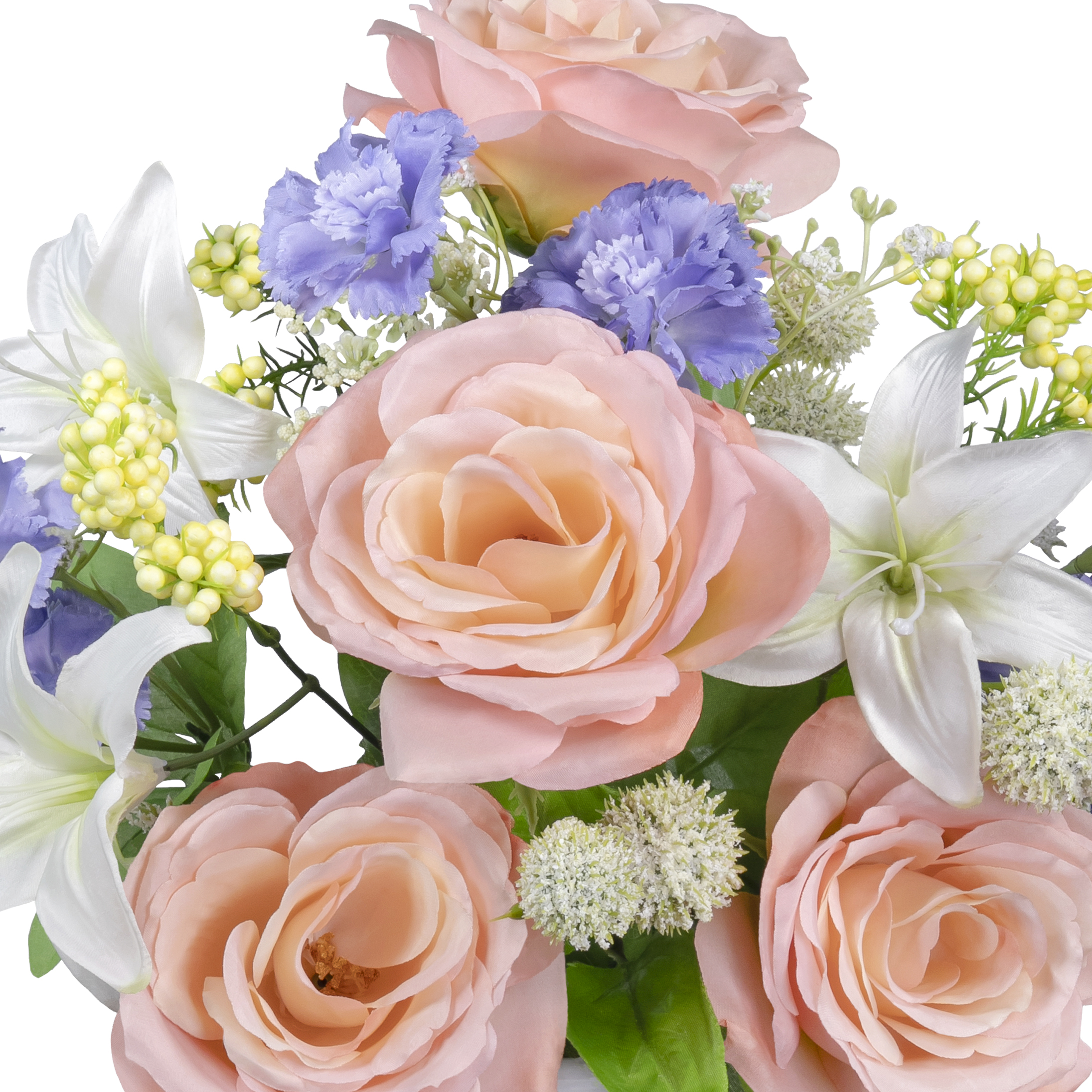 21.5-inch Artificial Silk Coral & Cream Rose & Lily Mixed Spring Bouquet, for Indoor Use, by Mainstays - image 3 of 5