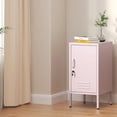 thumbnail image 2 of Bingirl Armoire de Rangement en Métal Rose à une Porte Table d'Appoint Minimaliste avec Design de Table Basse Console de Rangement Décorative, 2 of 5