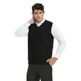 thumbnail image 5 of TOPTIE V-Neck Vest Uniform Men's Knitted Cotton Sweater Vest Sleeveless School Knitwear-Light Gray-M, 5 of 7