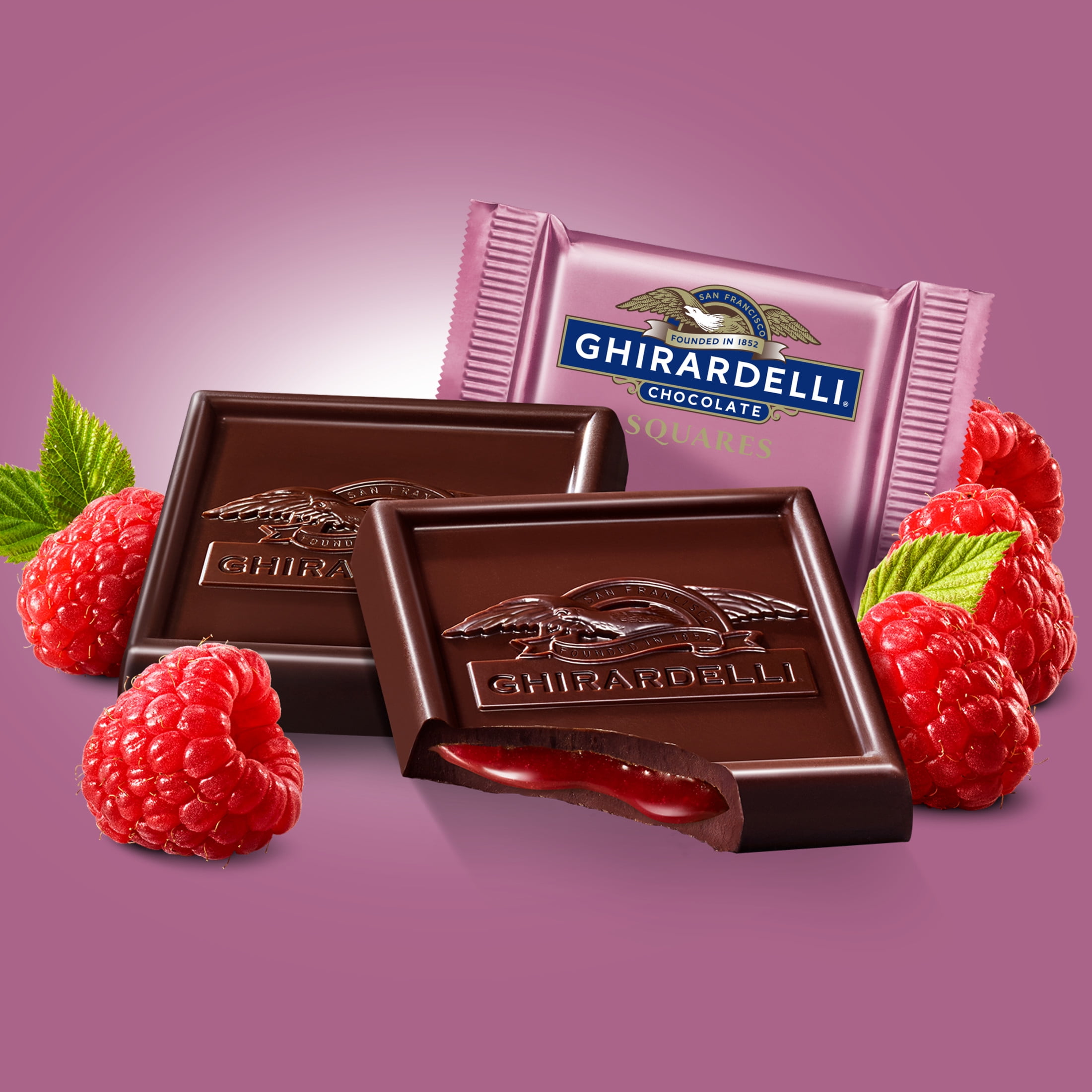 GHIRARDELLI Dark Chocolate Raspberry SQUARES, 9 oz Bag