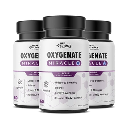 Real Science Nutrition Oxygenate Miracle Supplement Capsules for Lung Support, Shortness of Breath, Rapid Heart Rate, Snoring, Wheezing 3 Pack 3 Count
