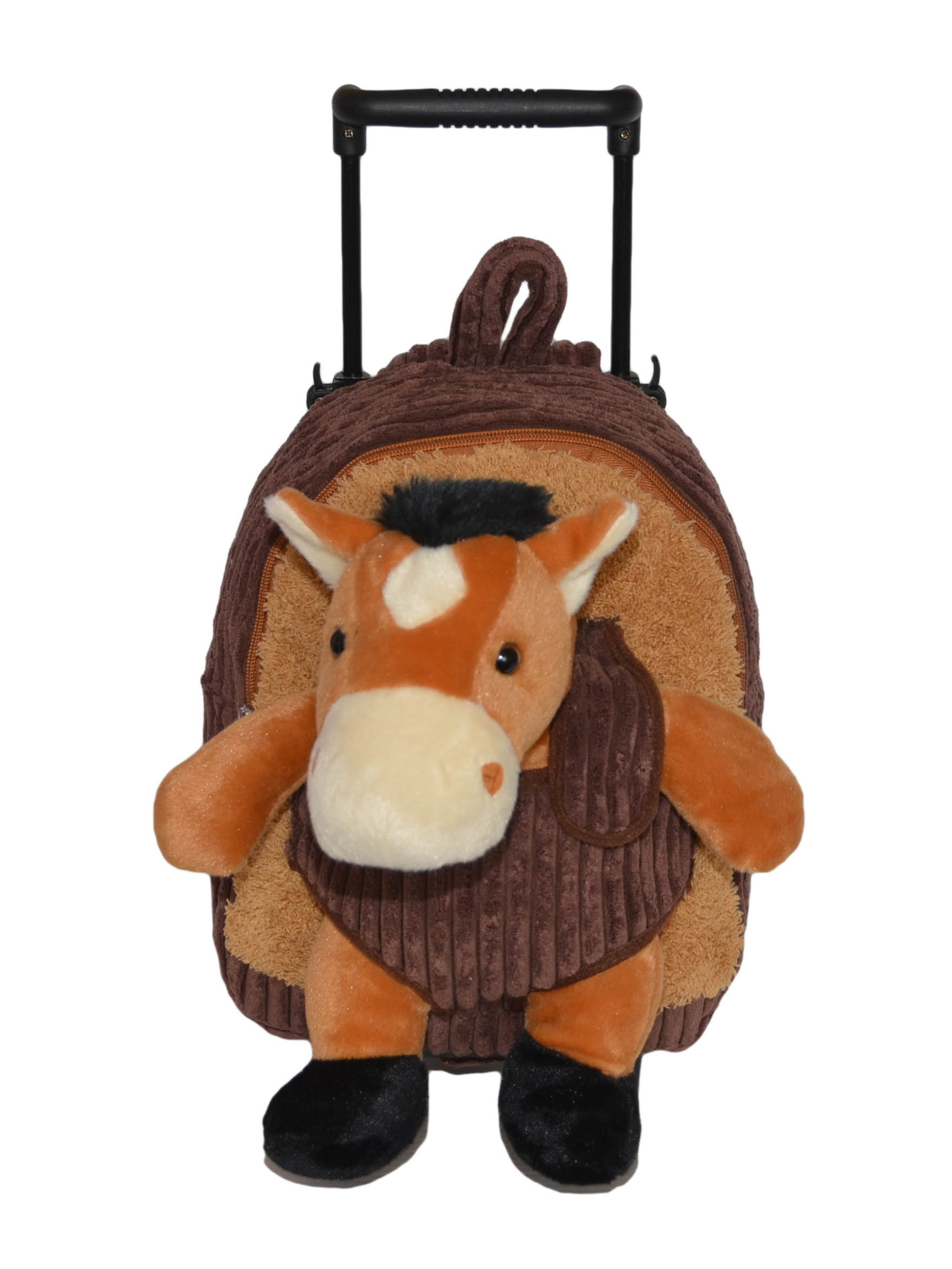 Kreative Kids Brown Horse Plush Rolling Toddler Backpack with Removable Stuffie 