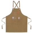 thumbnail image 1 of Unique Bargains Adjustable Chef Apron Cross Back Aprons for Kitchen Cooking Art Painting, Khaki, 1 of 6